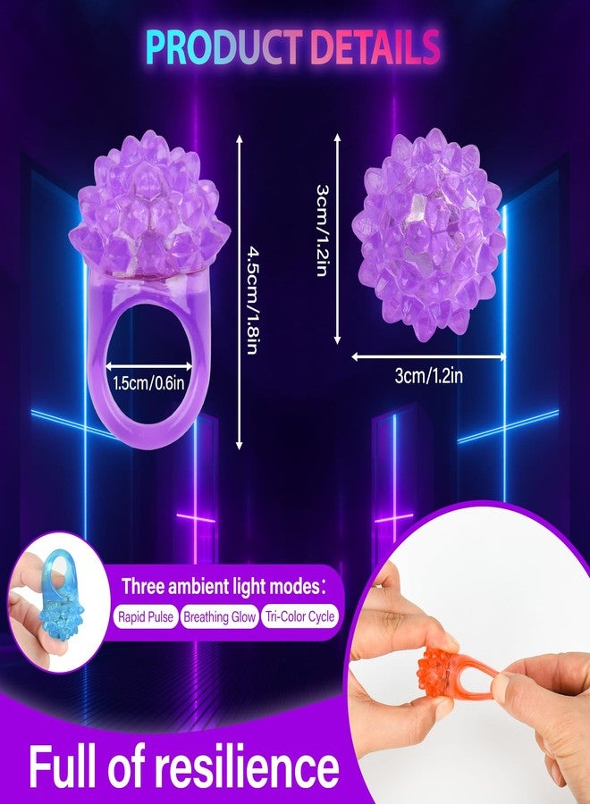 MINGOMINGO 25 Pack LED Light Up Rings & Glow Rings Bulk Party Favors - 3-Mode Flashing LED Toys, Non-Candy Valentines Day Gifts for Kids Classroom, Treasure Box Prizes, Mardi Gras Party Supplies - Image 4